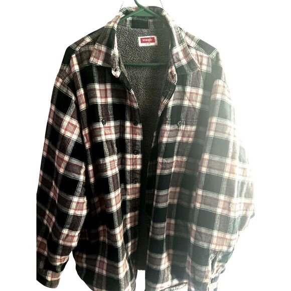 Wrangler Men Heavyweight Plaid Sherpa lined trucker flannel size xl - Picture 1 of 6